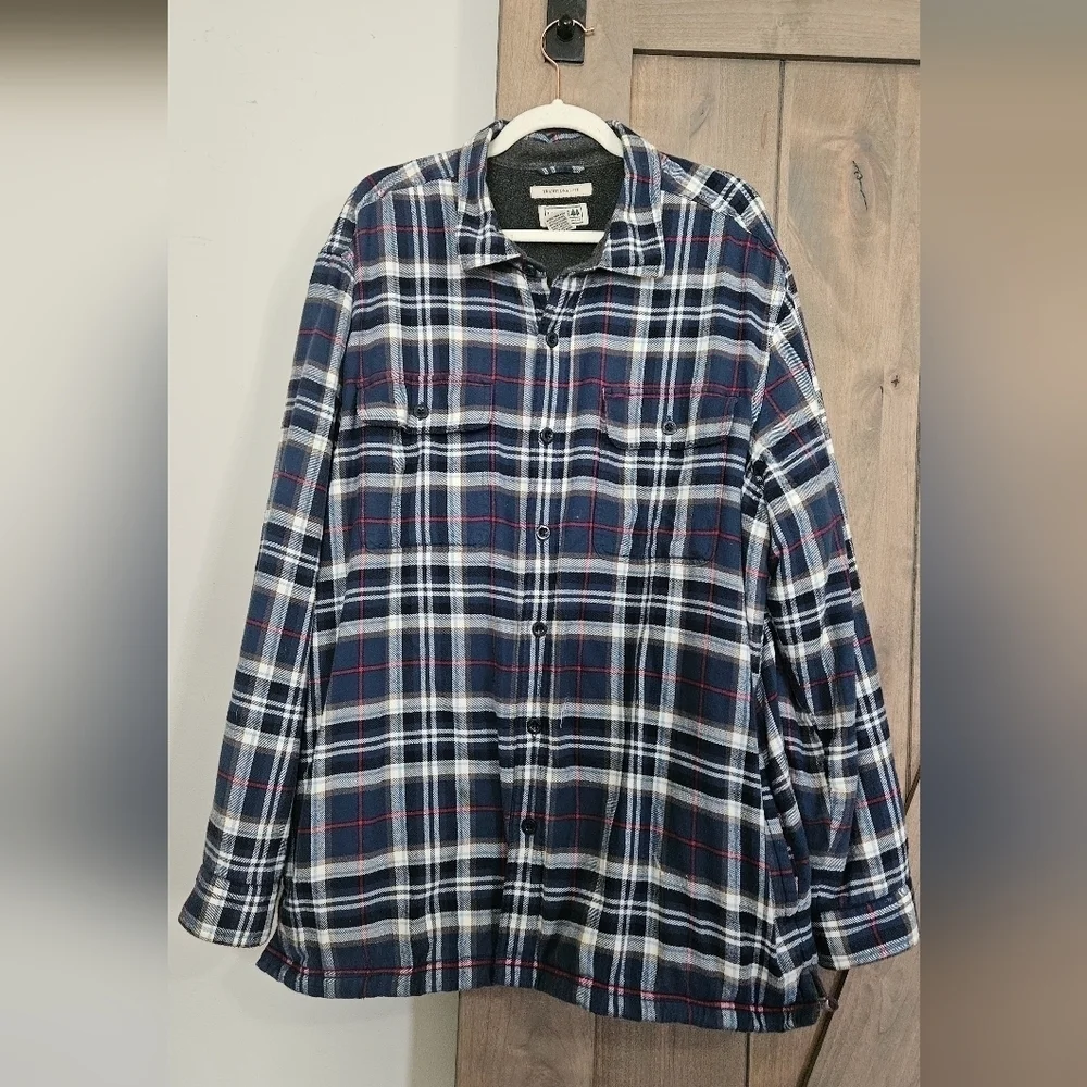 L.L.BEAN Men's Fleece-Lined Flannel Shirt, Traditional Fit. Classic Navy.Size XL